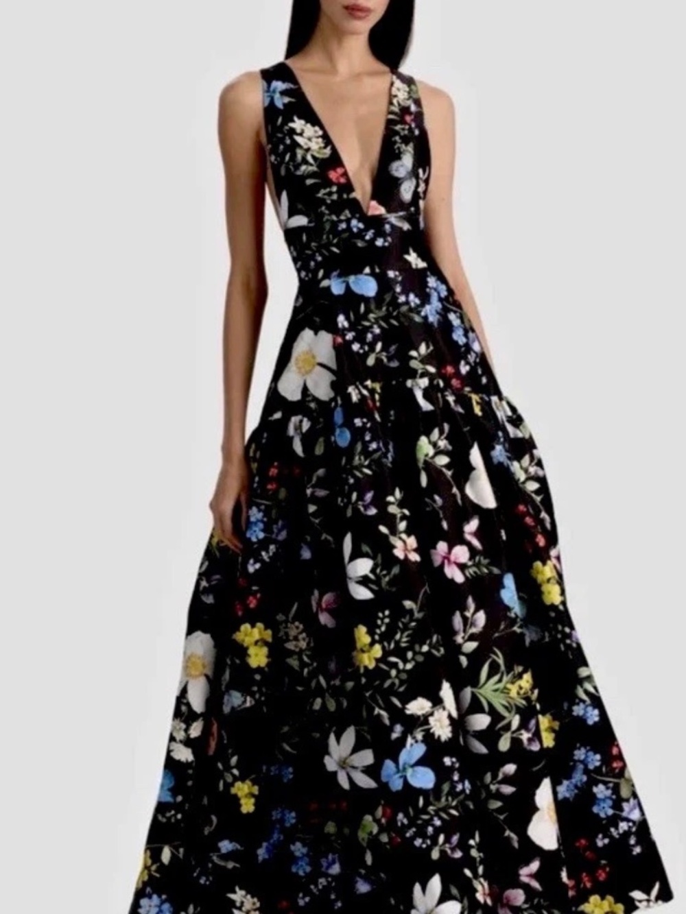 Alice + Olivia Lila Structured Ball Gown In Twisting Vines Black 10 NWT $1195